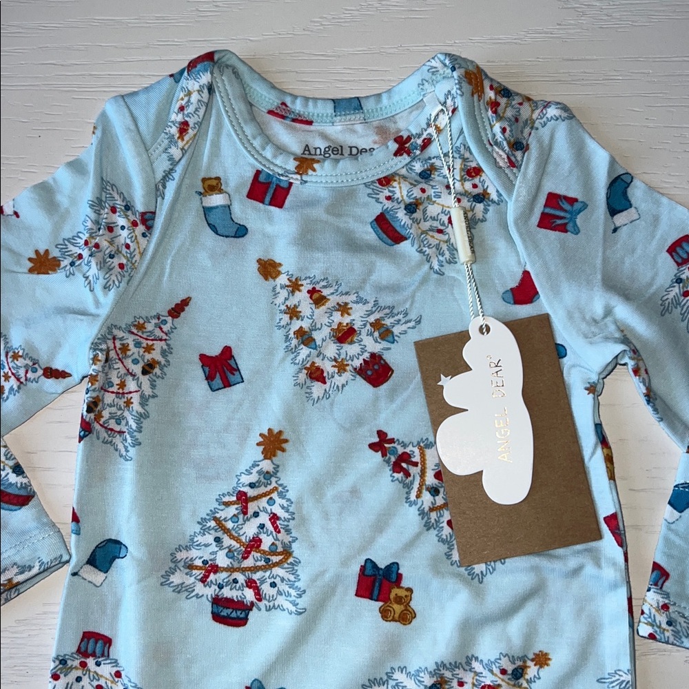 🎄 Angel Dear Knotted Gown Vintage Christmas Trees Blue 0-3 months - Picture 3 of 4